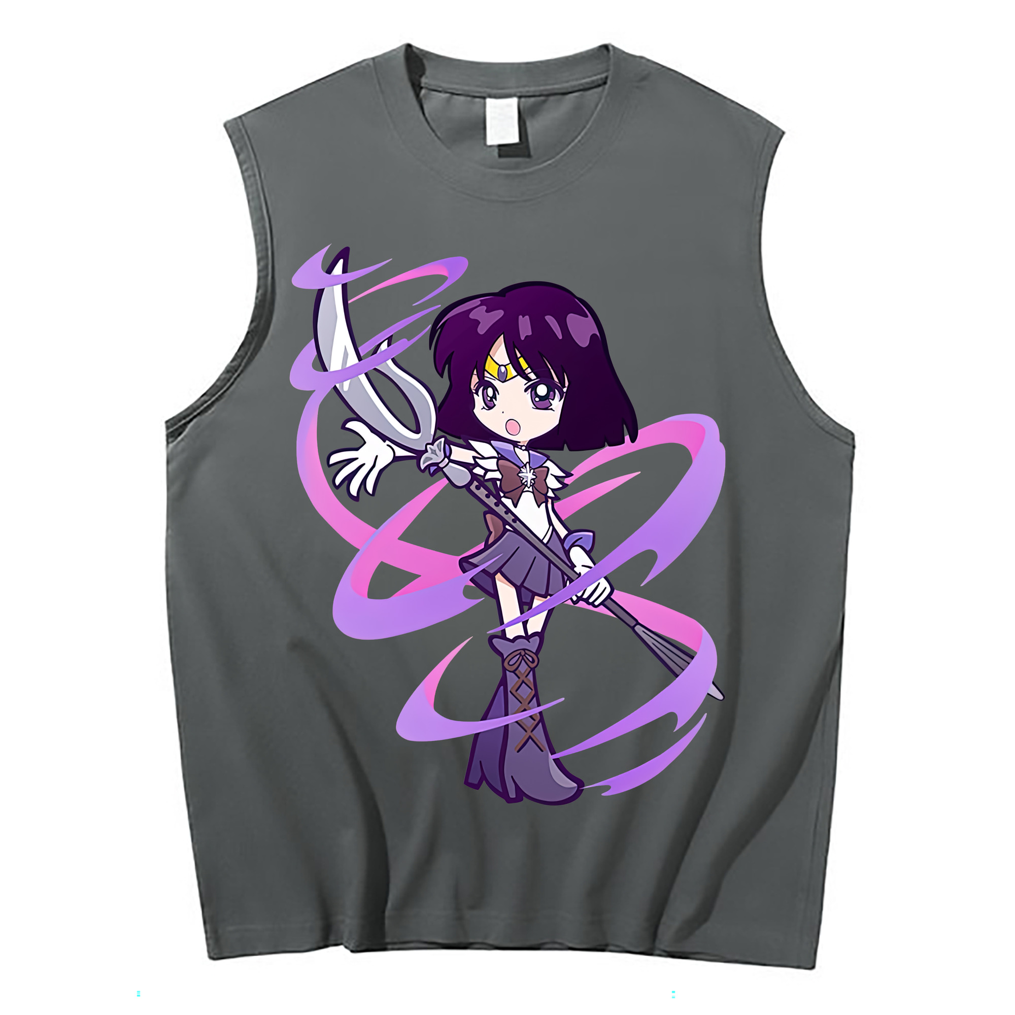 （画像用） 美少女戦士セーラームーン 土萠ほたる Sailor Moon Tomoe Hotaru （セーラーサターン；Sailor Saturn） コットン100％タンクトップ（フロントプリント）
